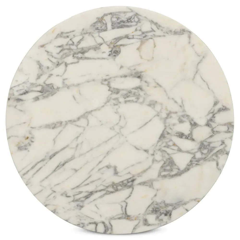 Berlin Round Outdoor End Table - White, Marble