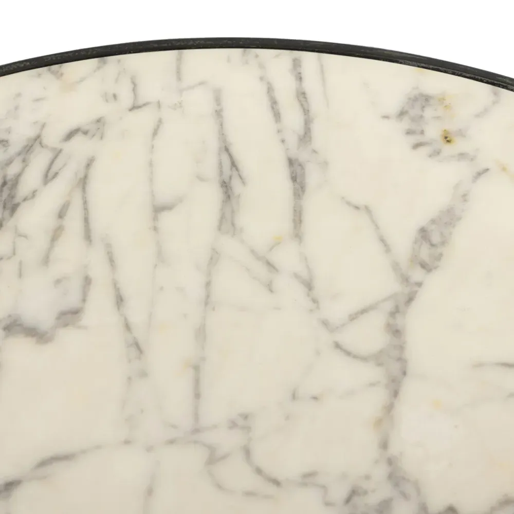 Berlin Round Outdoor End Table - White, Marble