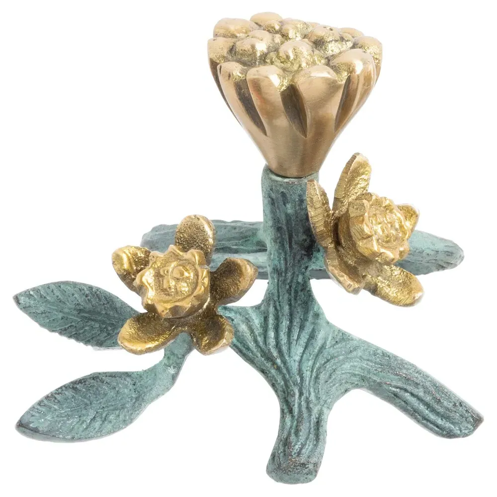 Bernadette Floral Napkin Ring Set of 4 - Green, Brass image