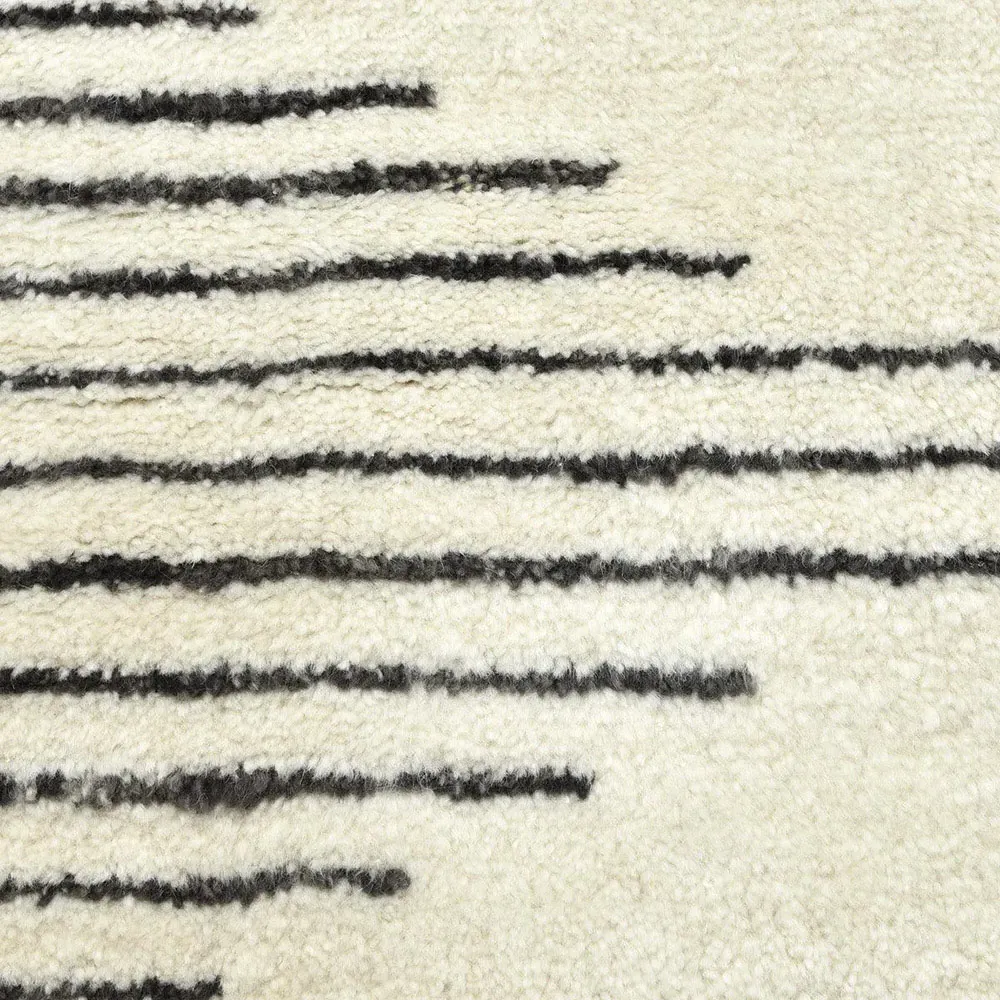 Bernar Diamond Shag Hand Knotted Rug - Cream, Wool