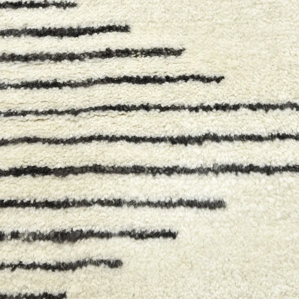 Bernar Diamond Shag Hand Knotted Rug - Cream, Wool