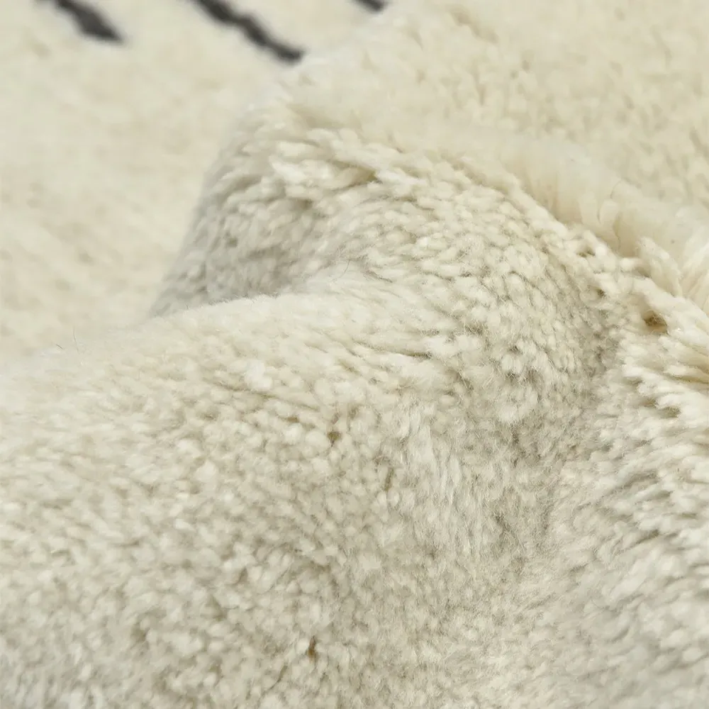 Bernar Diamond Shag Hand Knotted Rug - Cream, Wool