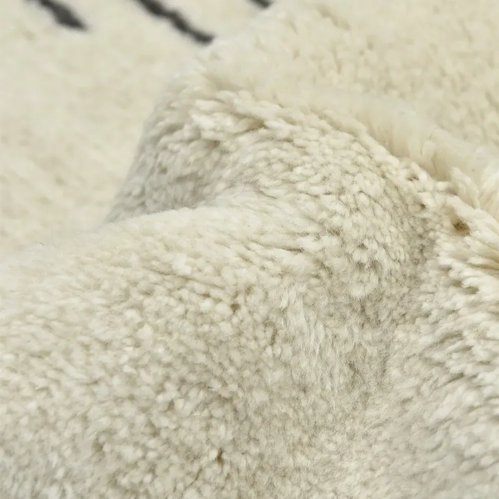 Bernar Diamond Shag Hand Knotted Rug - Cream, Wool