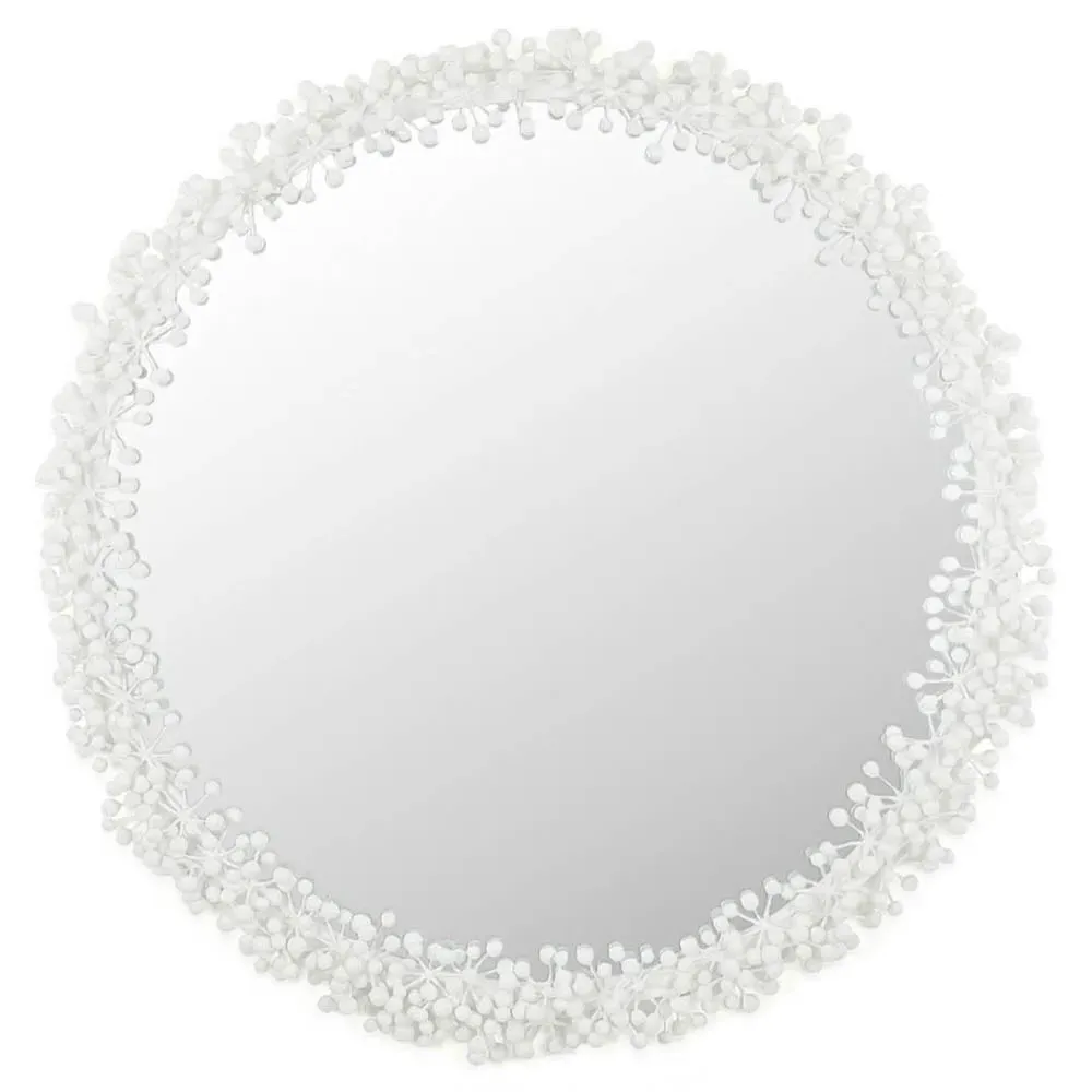 Berrie Round Wall Mirror - White, Resin