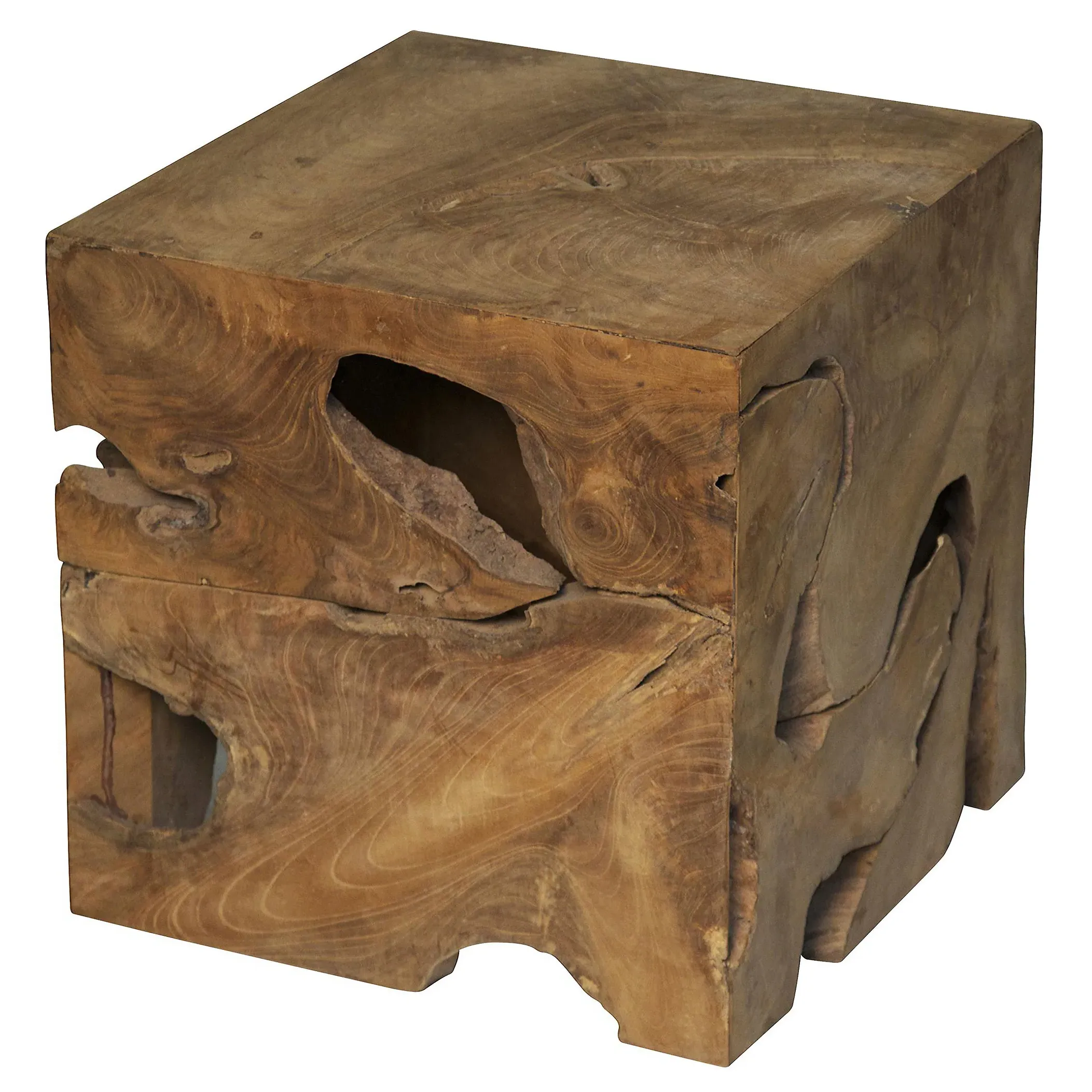 Bert Cube Side Table - Brown, Teak Wood image