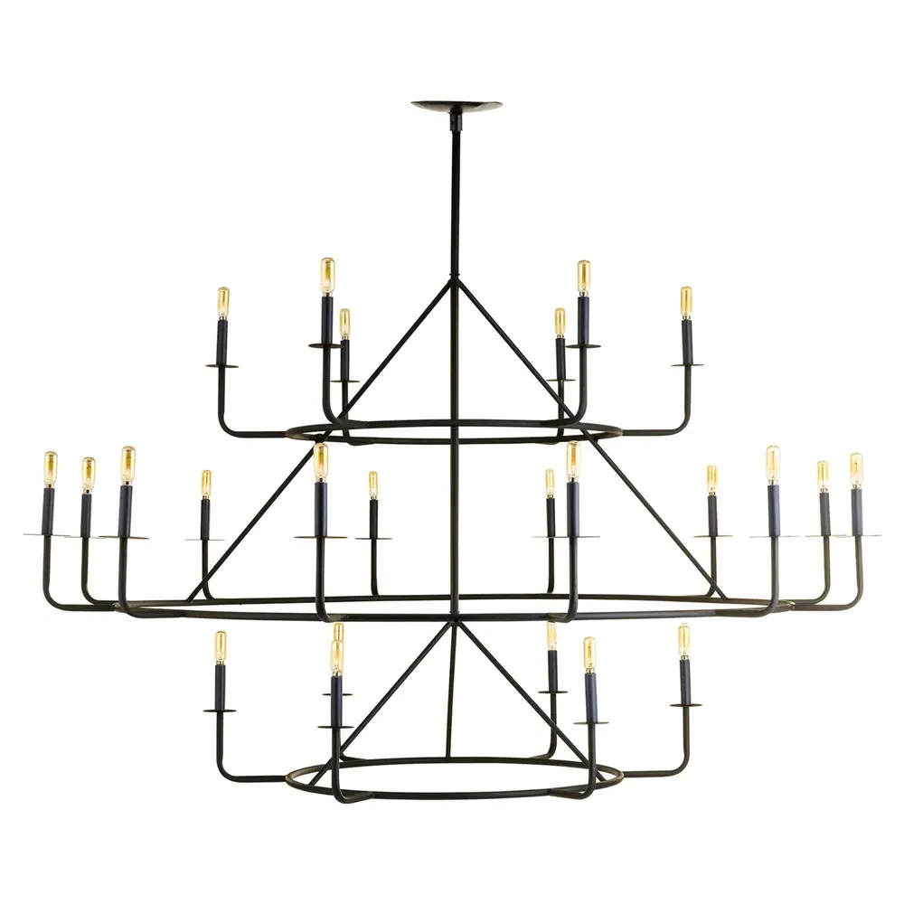 Bertell 3 Tier Steel Chandelier - Matte Black