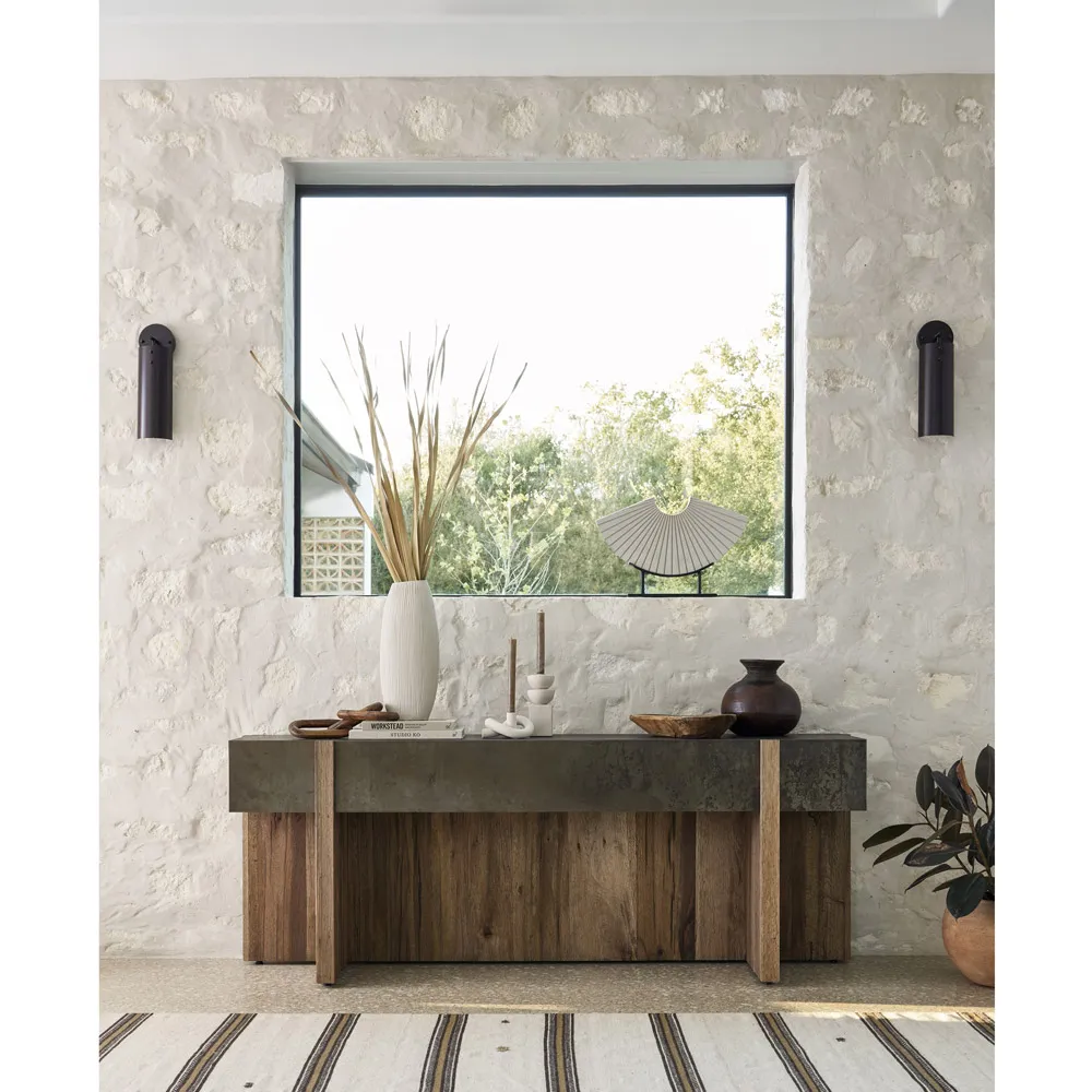 Beth Rectangular Console Table - Black, Oak