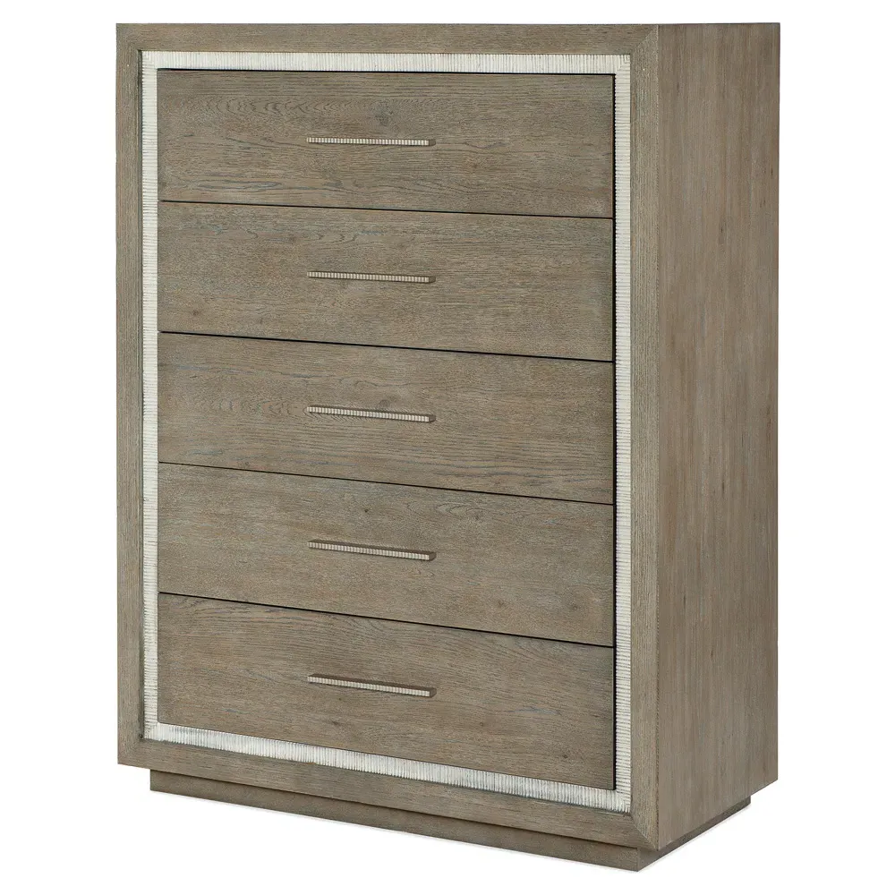 Bethany 5 Drawer Tall Chest Dresser - Grey, Oak