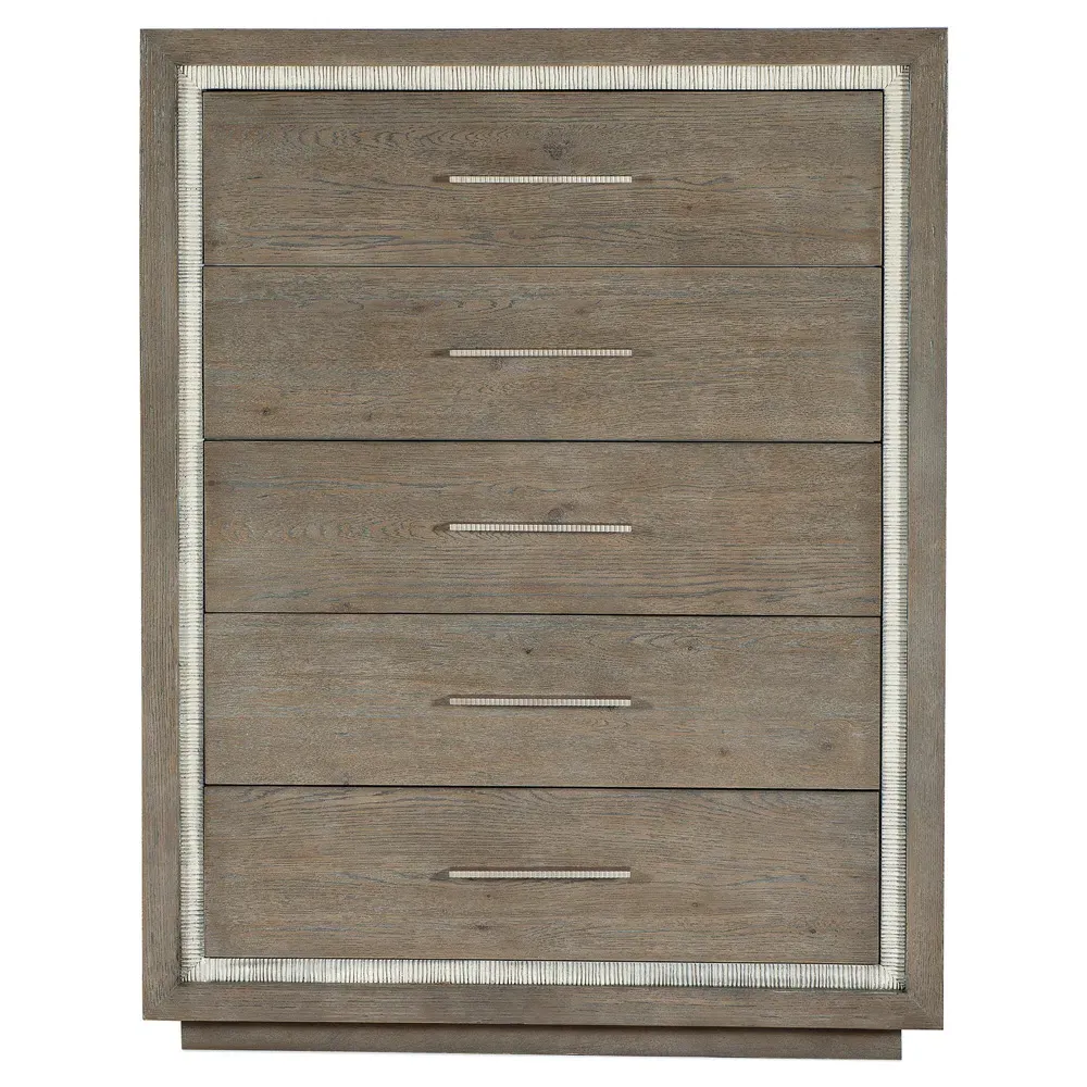 Bethany 5 Drawer Tall Chest Dresser - Grey, Oak image