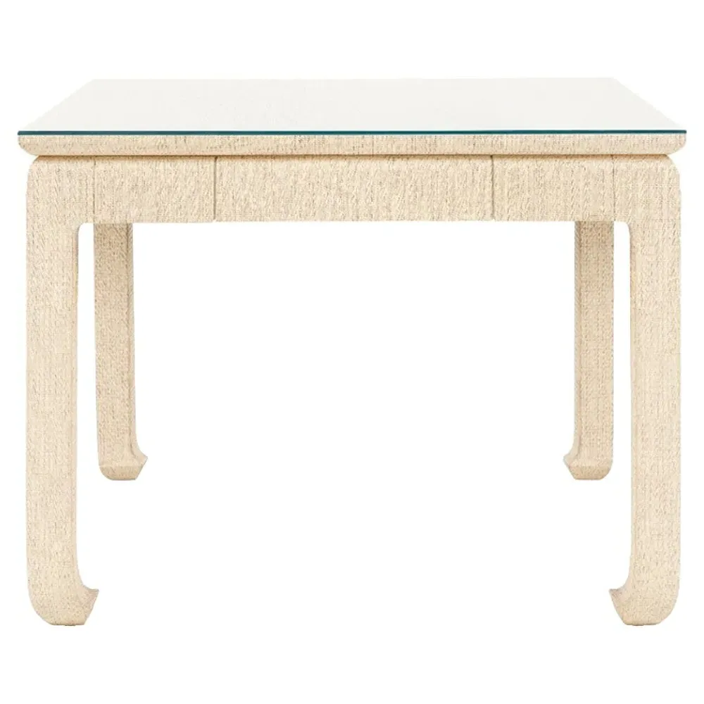 Bethany Square Game Table - Natural, Grasscloth
