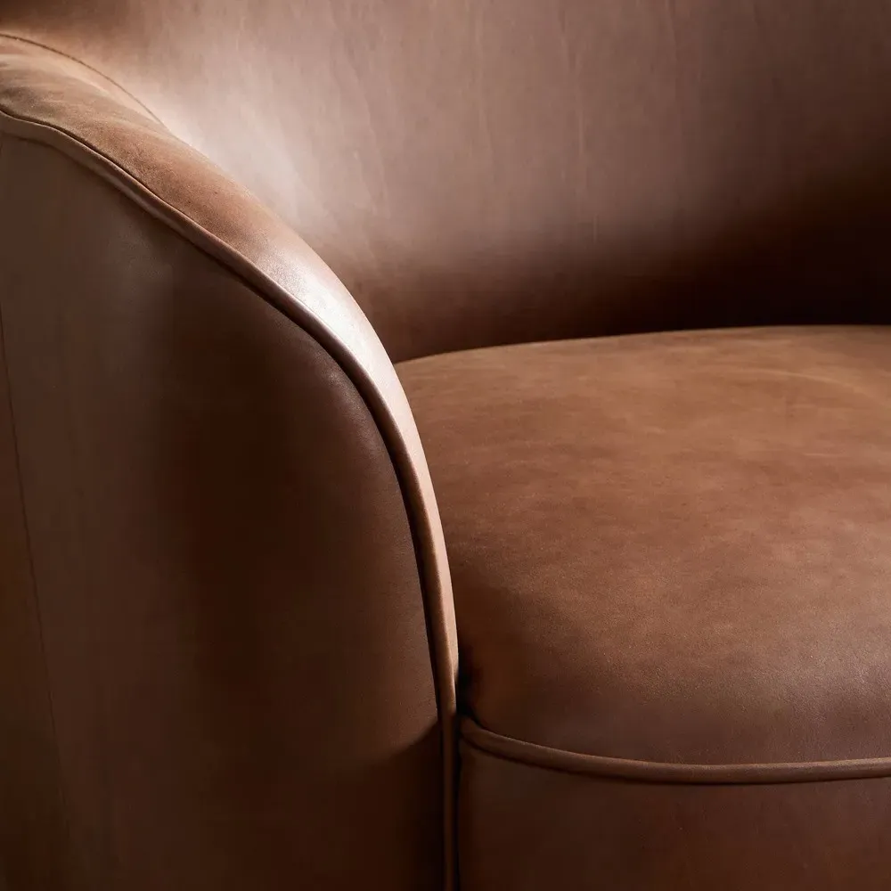 Bethany Swivel Chair - Mahogany, Leather