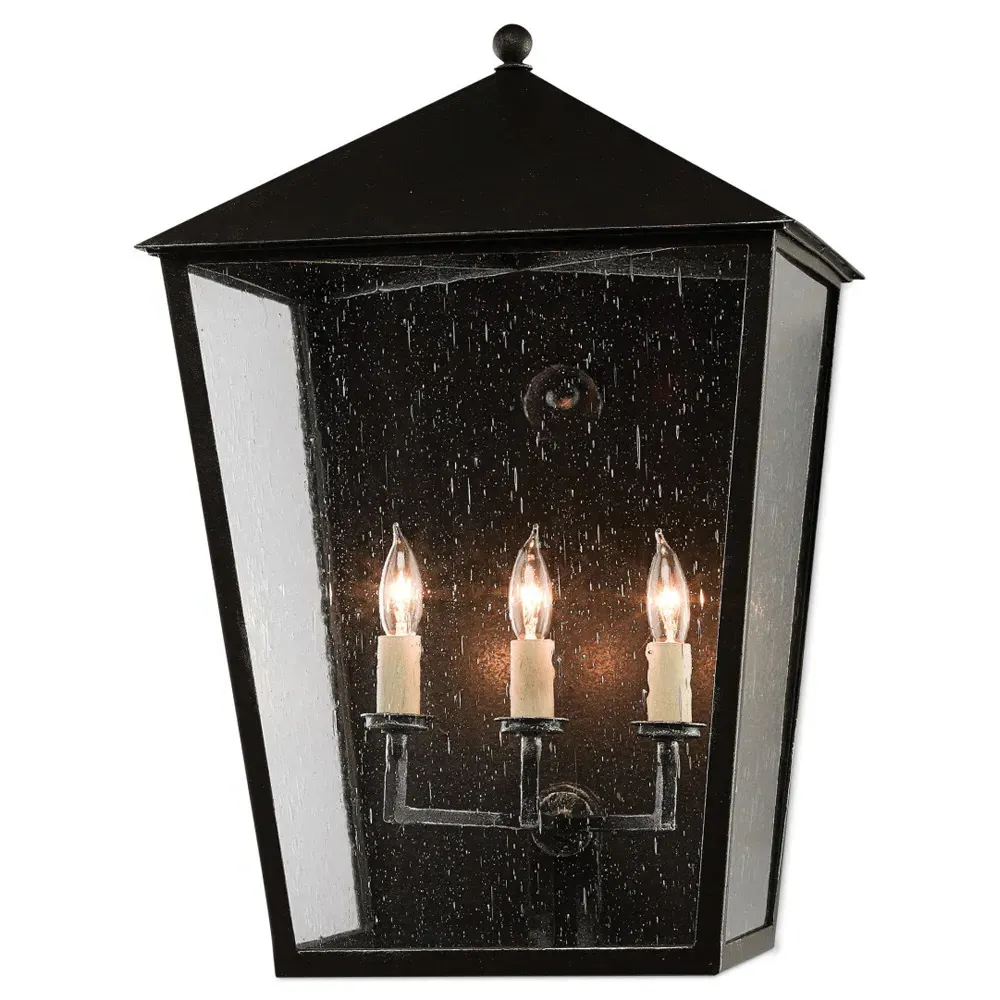Bethara Large Outdoor Wall Sconce - Black, Iron