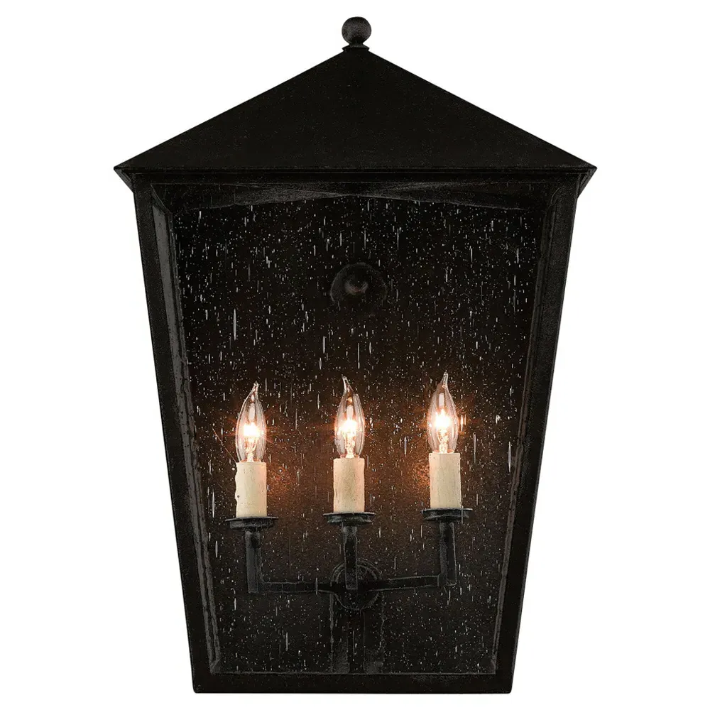 Bethara Large Outdoor Wall Sconce - Black, Iron