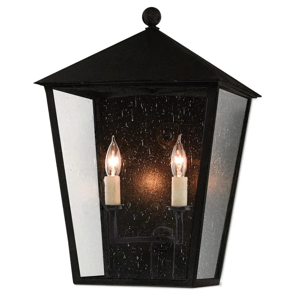 Bethara Medium Outdoor Wall Sconce - Black, Iron