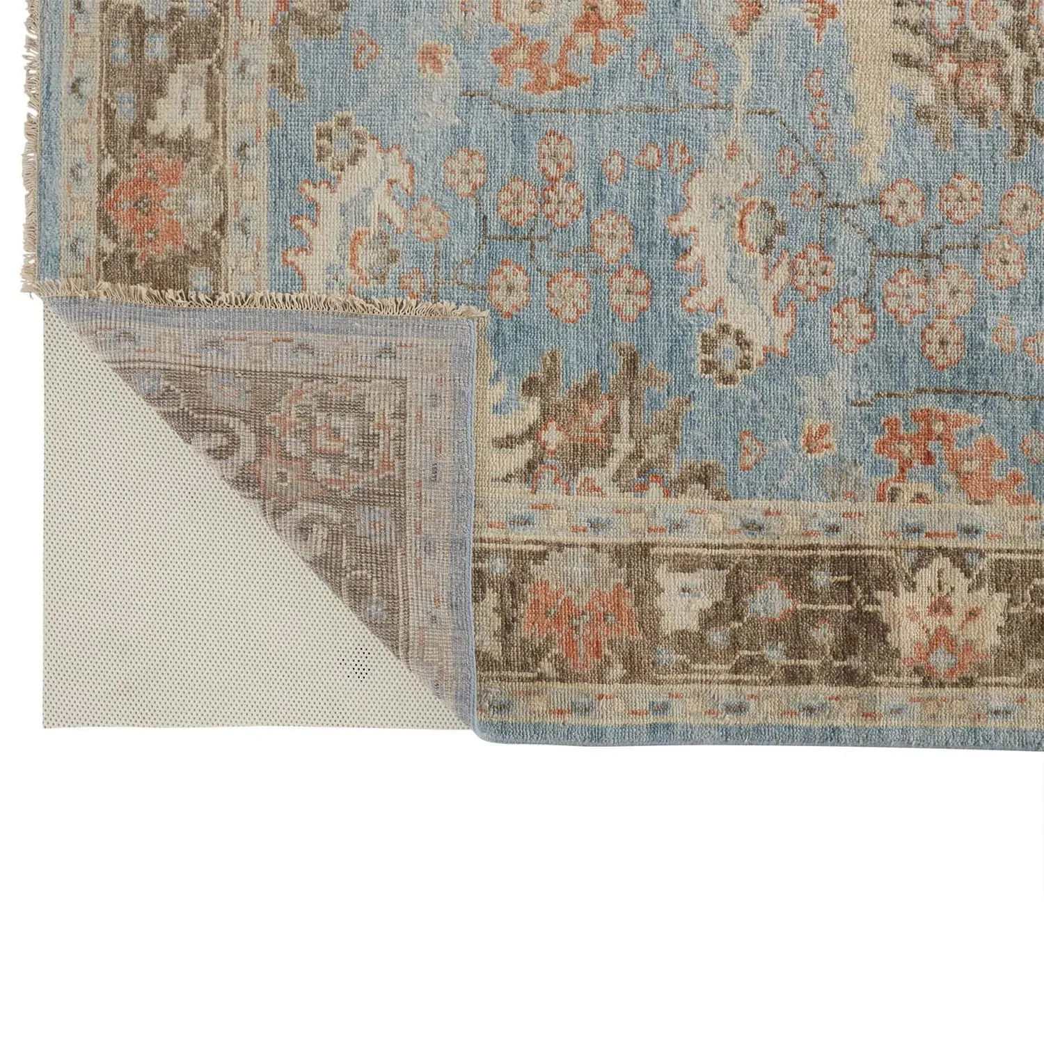 Bethel Hand Knotted Patterned Rug - Blue, Wool