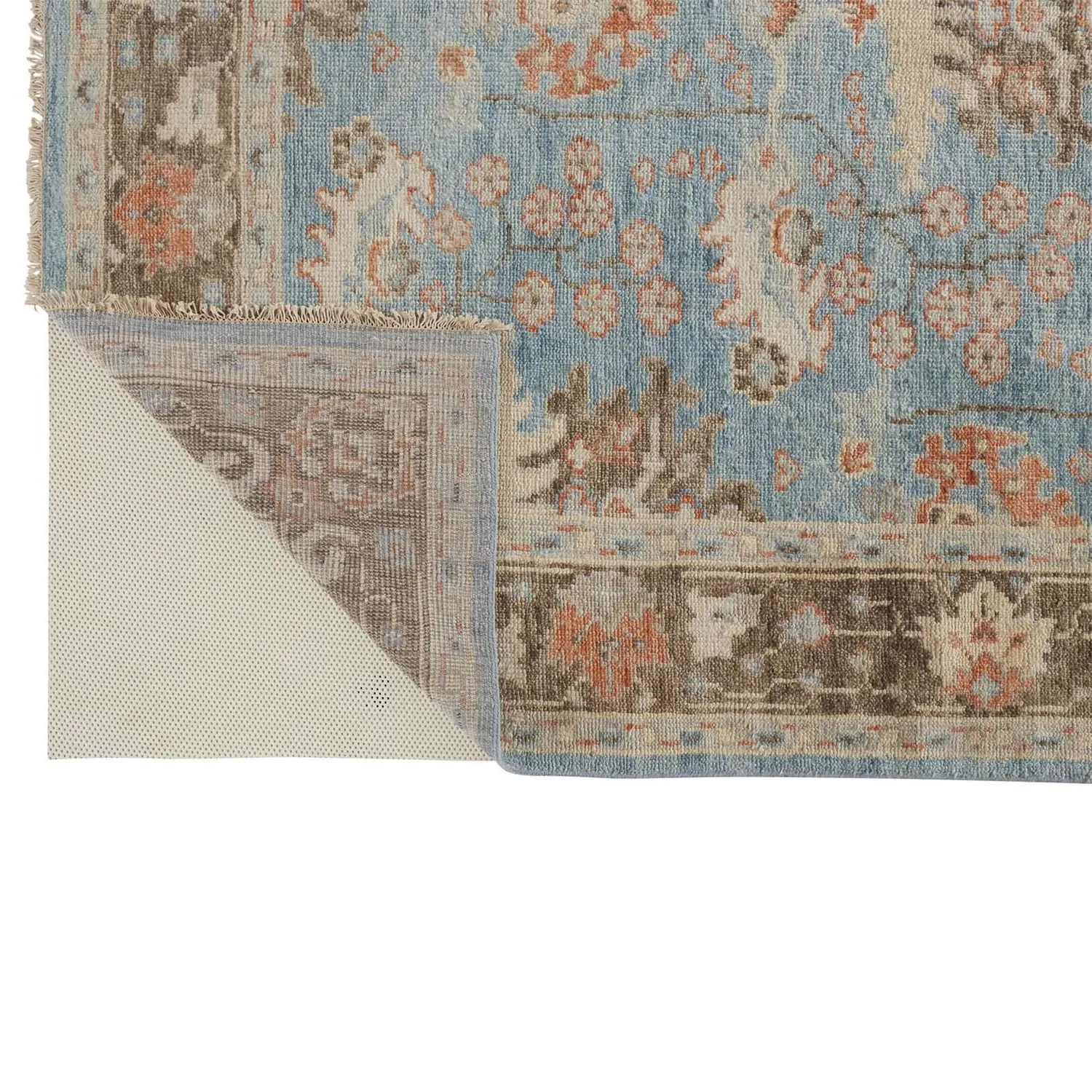 Bethel Hand Knotted Patterned Rug - Blue, Wool