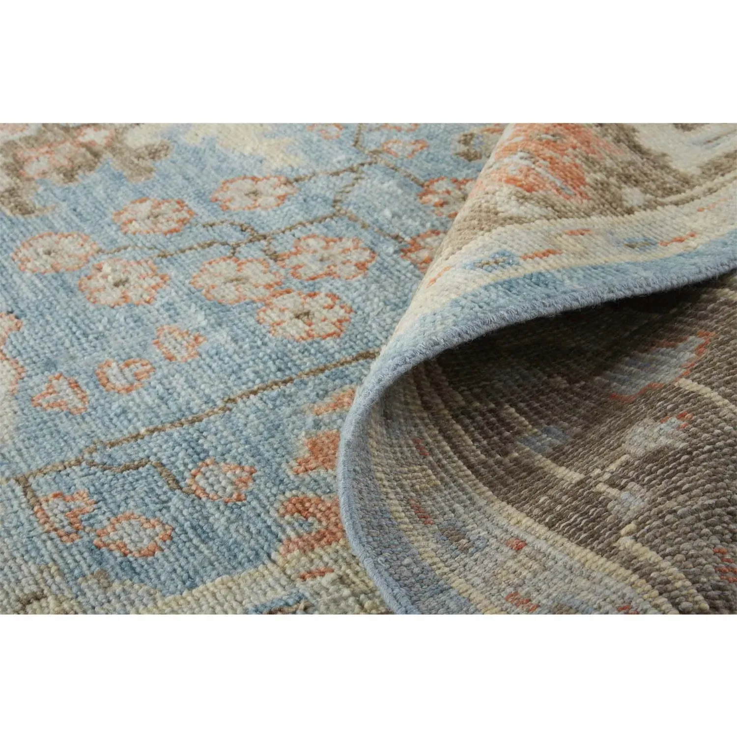 Bethel Hand Knotted Patterned Rug - Blue, Wool
