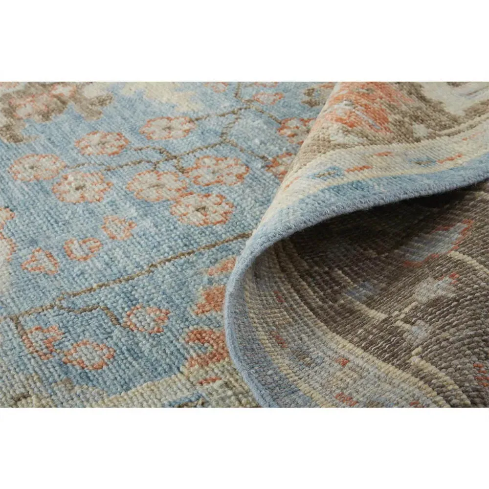 Bethel Hand Knotted Patterned Rug - Blue, Wool