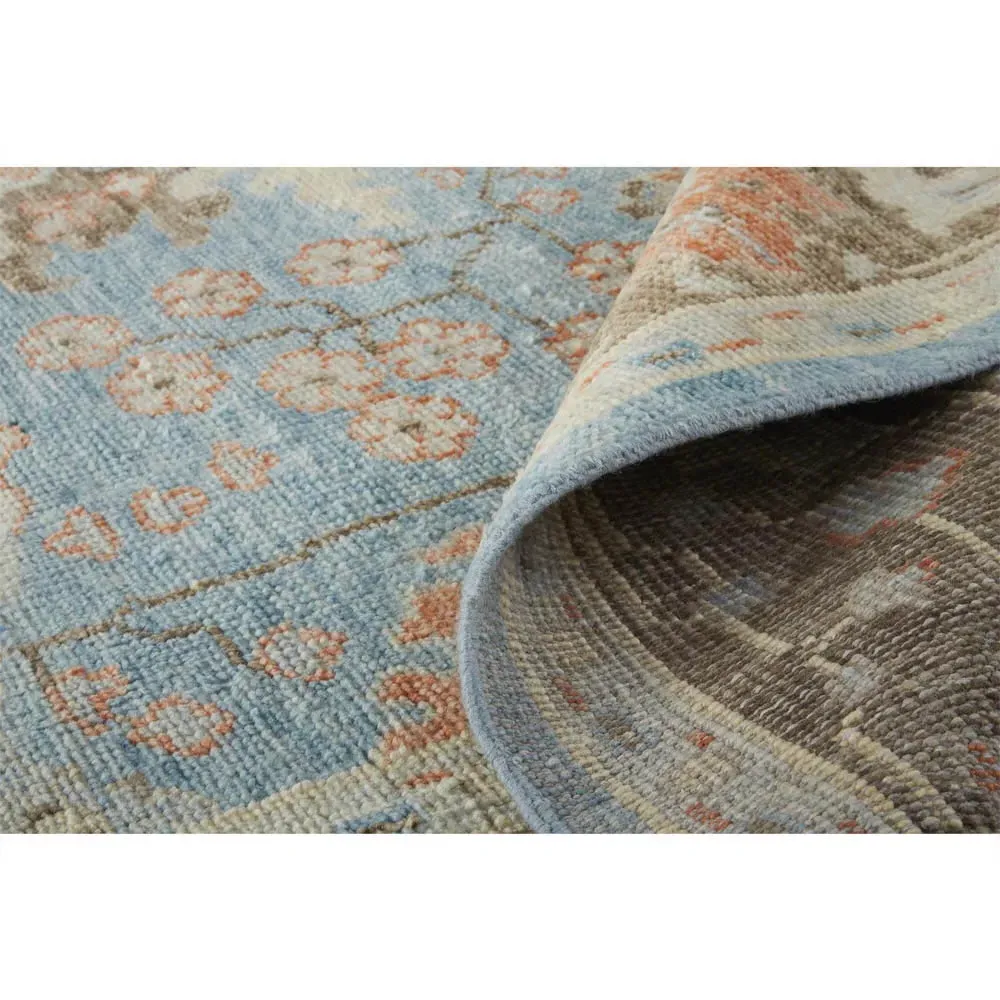 Bethel Hand Knotted Patterned Rug - Blue, Wool