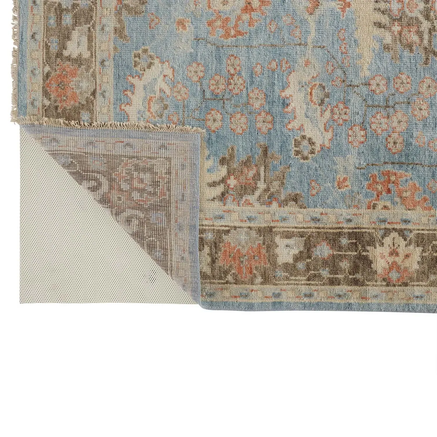 Bethel Hand Knotted Patterned Rug - Blue, Wool