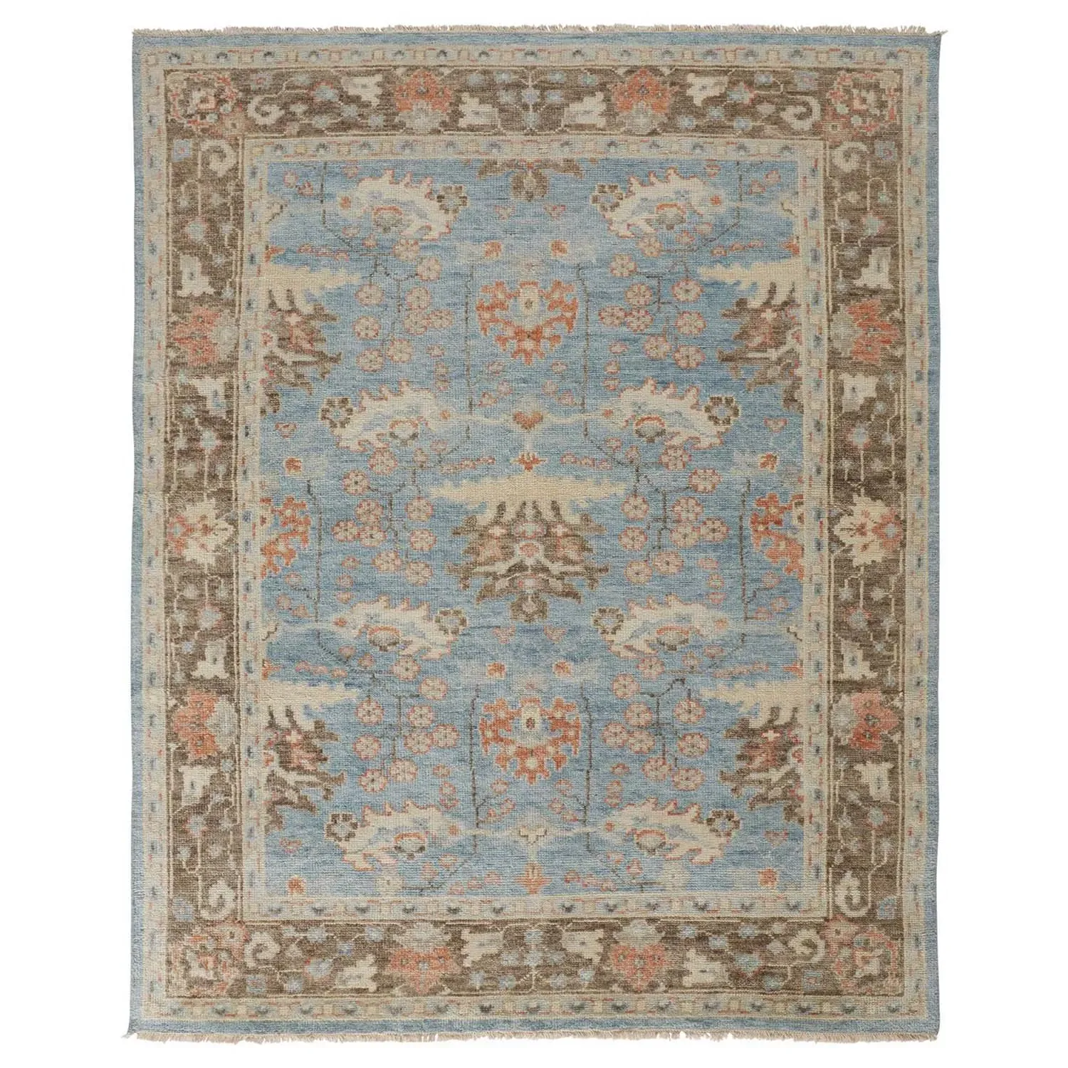 Bethel Hand Knotted Patterned Rug - Blue, Wool image