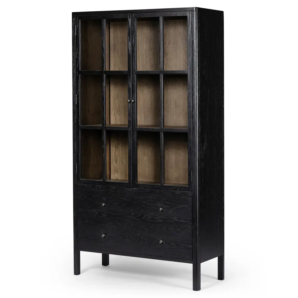 Betsy Display Case with Drawer - Black, Oak