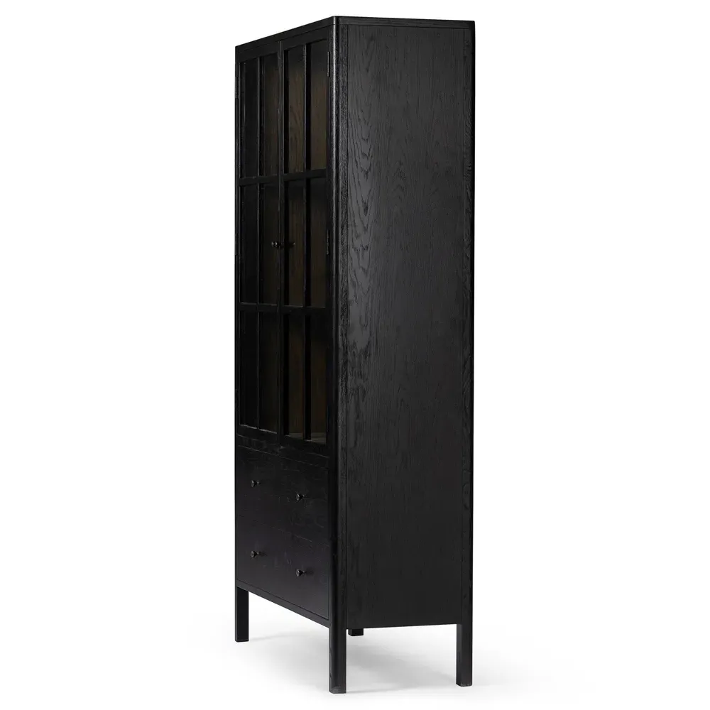 Betsy Display Case with Drawer - Black, Oak