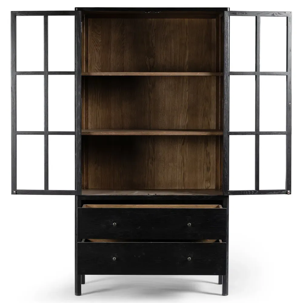 Betsy Display Case with Drawer - Black, Oak