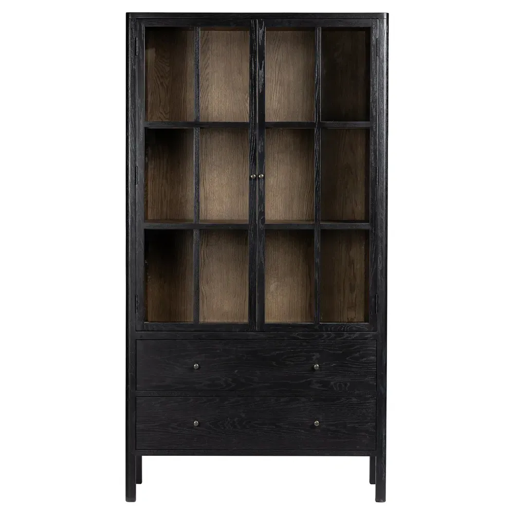 Betsy Display Case with Drawer - Black, Oak