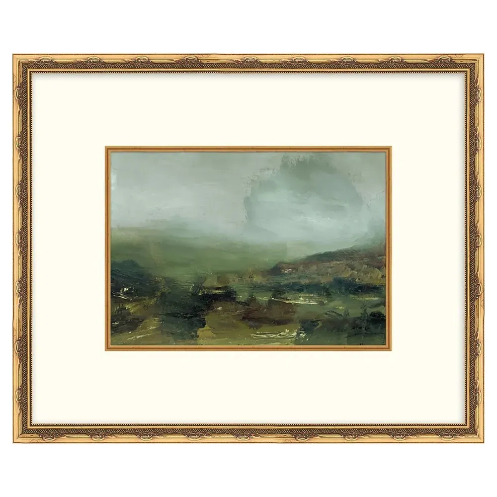 Beumont Landscape Painting with Gold Frame - Green image