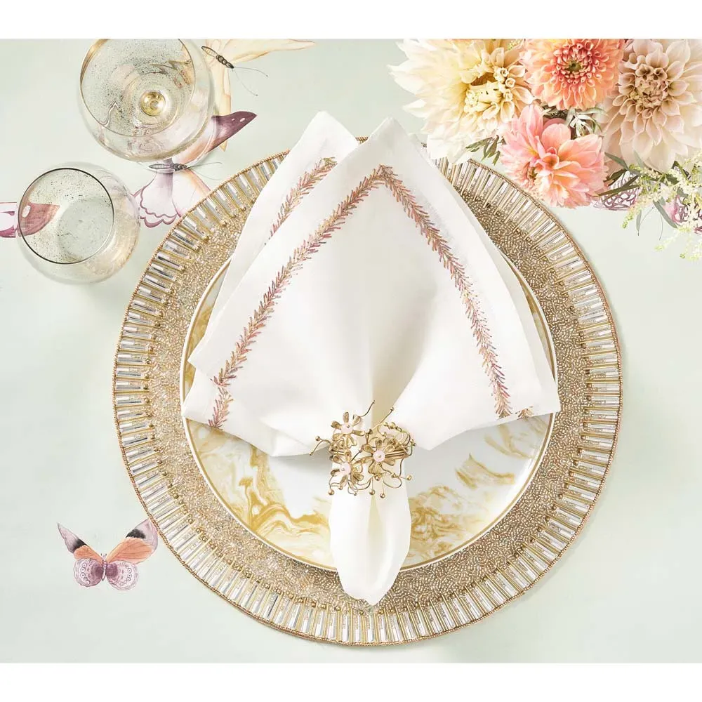 Bevel Glass Beaded Placemat Set of 4 - Gold, Glass