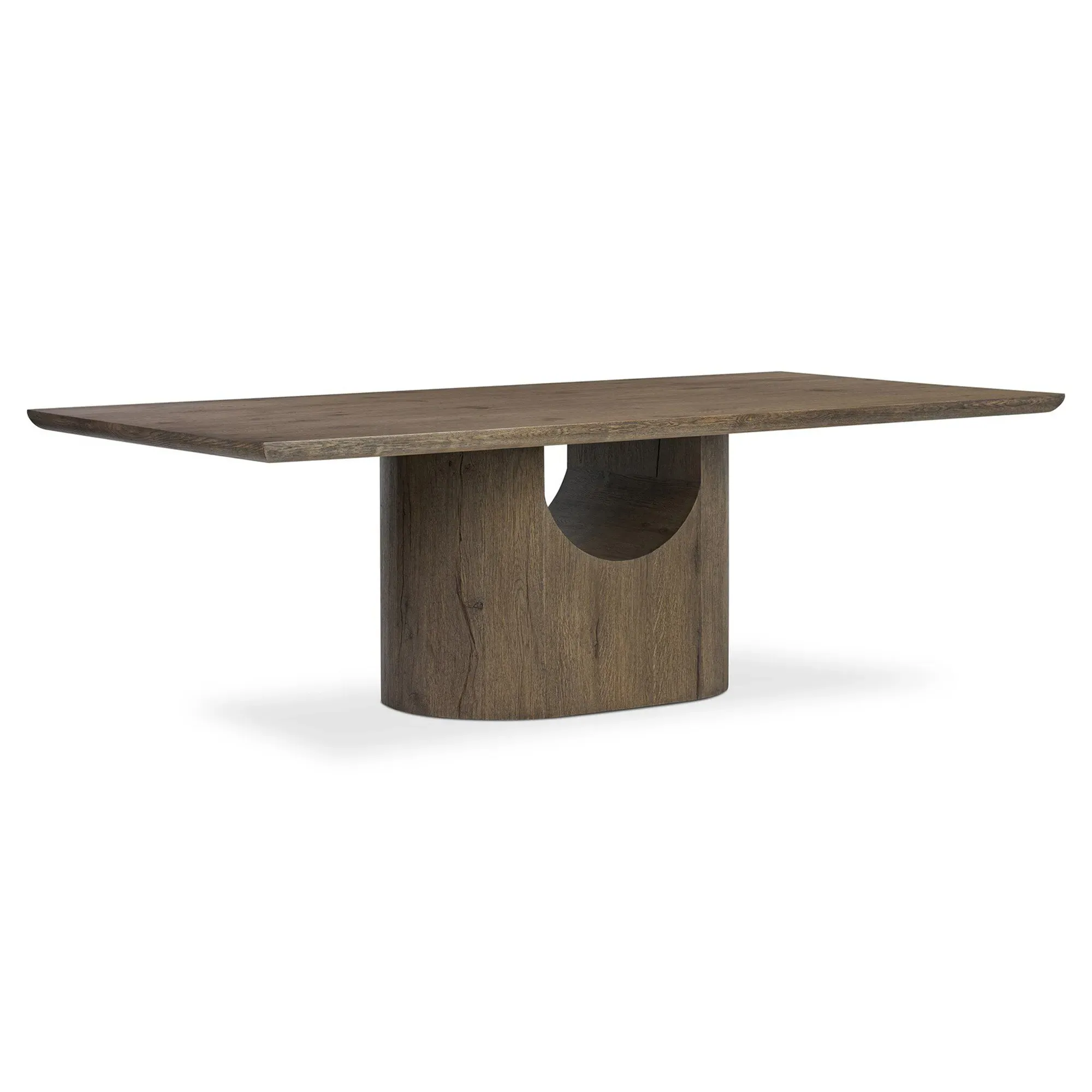 Bevie Rectangular Pedestal Dining Table - Brown, Oak