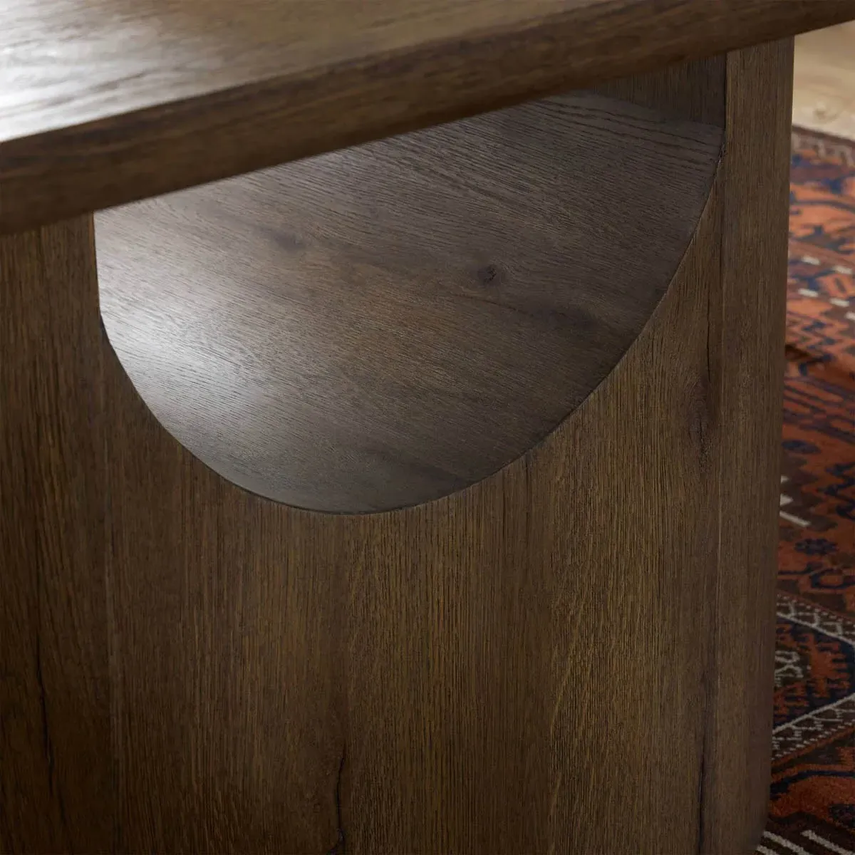 Bevie Rectangular Pedestal Dining Table - Brown, Oak