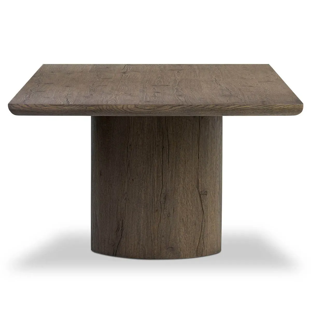 Bevie Rectangular Pedestal Dining Table - Brown, Oak