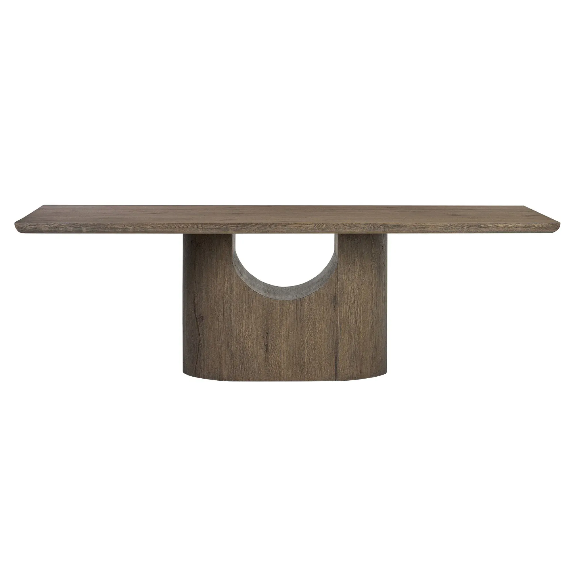 Bevie Rectangular Pedestal Dining Table - Brown, Oak