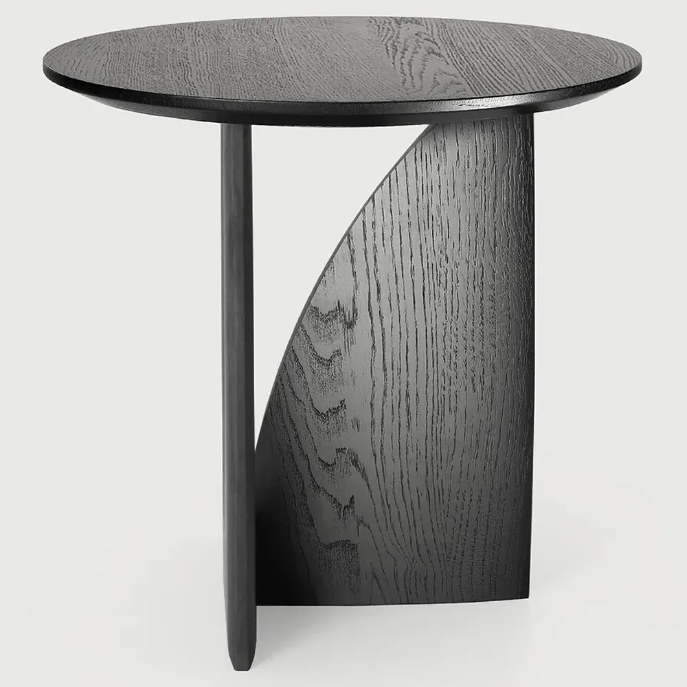 Bianca Side Table with Geometric Design - Black, Oak