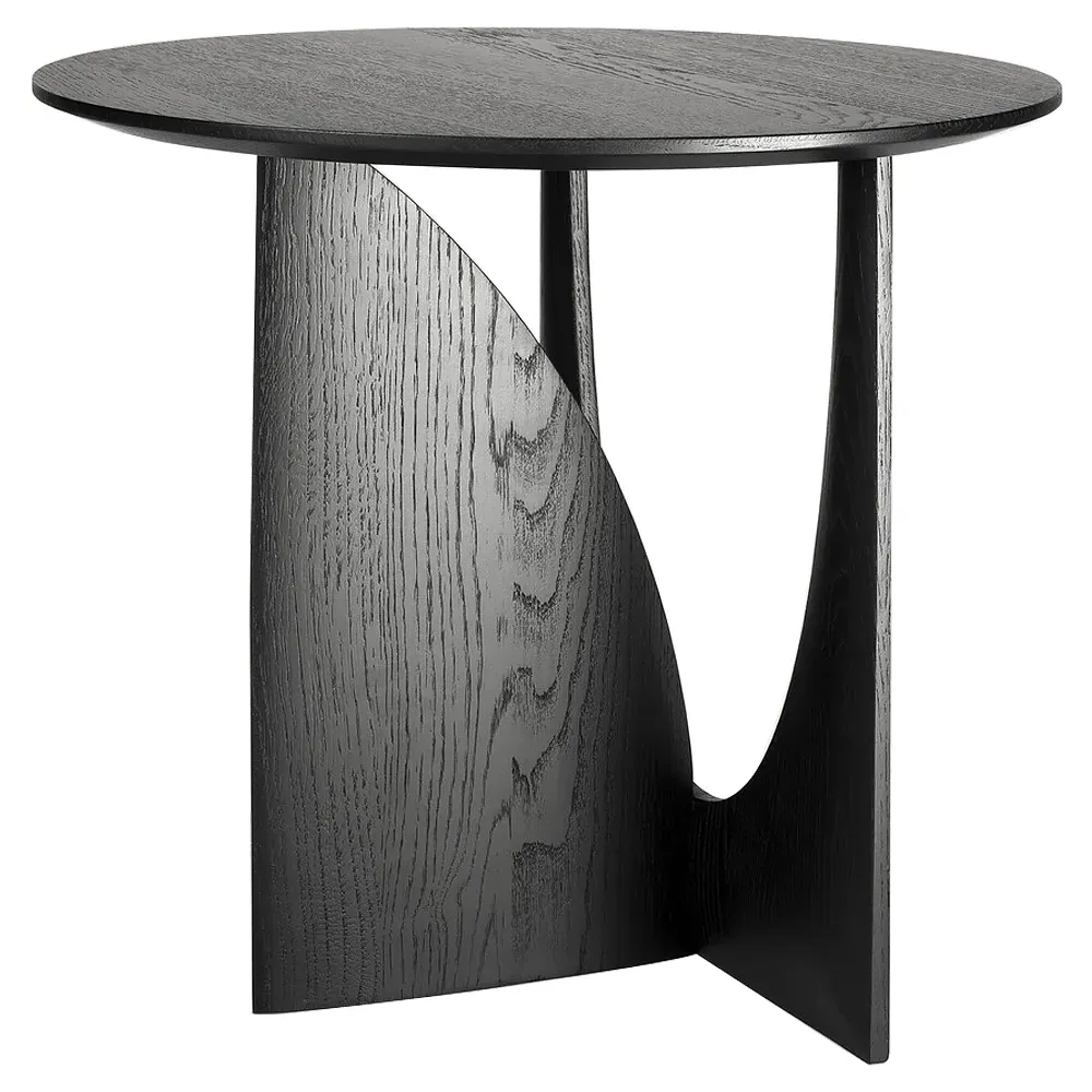 Bianca Side Table with Geometric Design - Black, Oak image