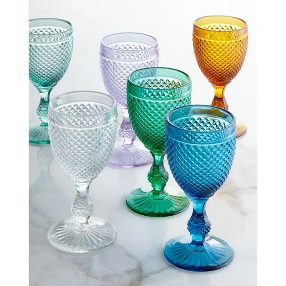 Bicos Glass Water Goblet Set of 4 - Amber