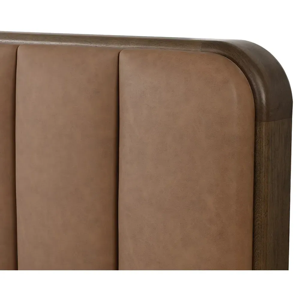 Bideford King Size Tufted Bed - Brown, Faux Leather