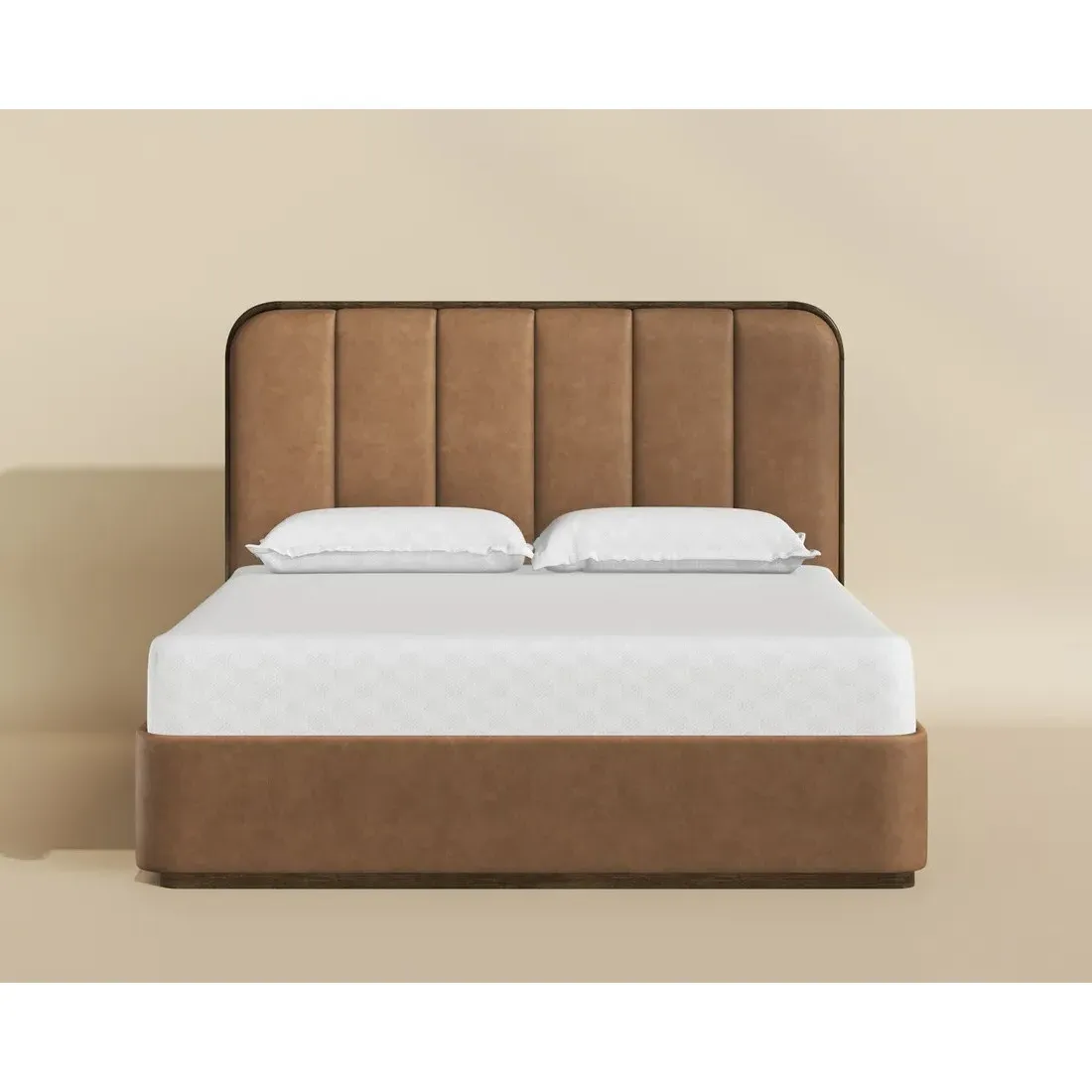 Bideford King Size Tufted Bed - Brown, Faux Leather