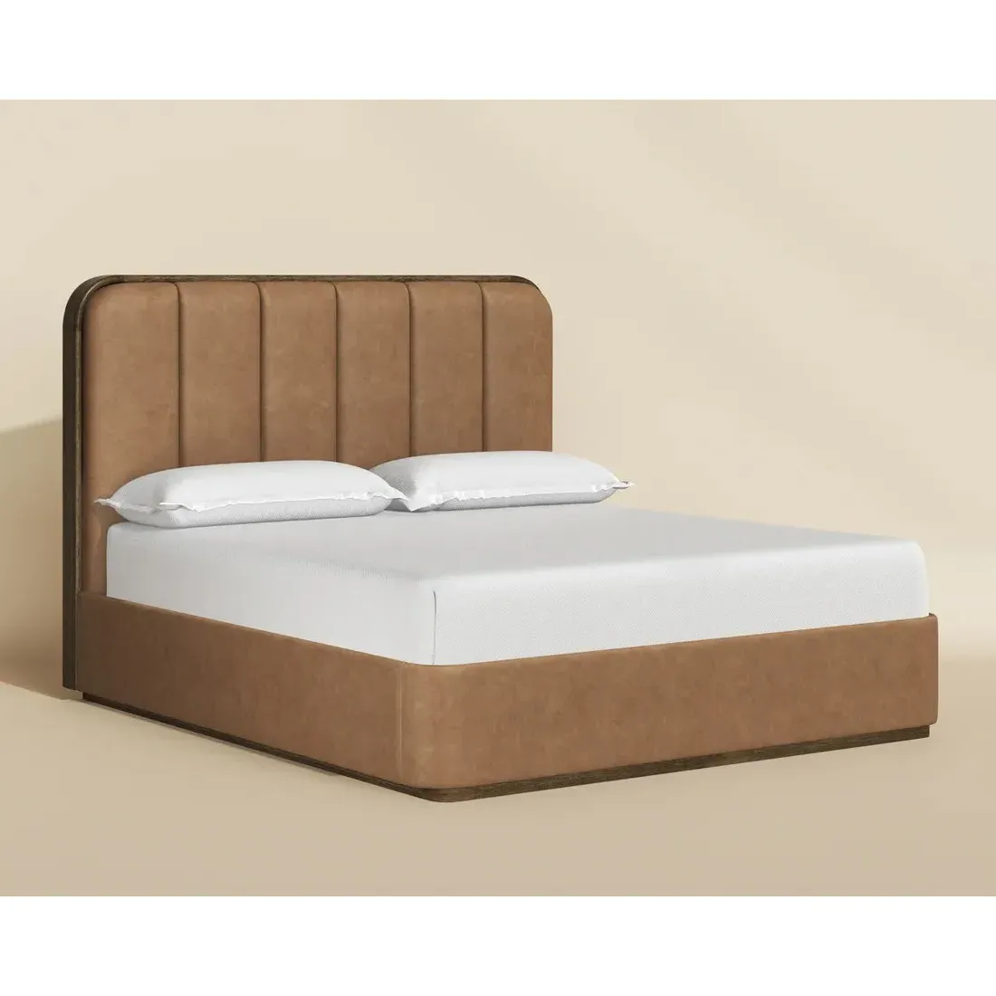 Bideford King Size Tufted Bed - Brown, Faux Leather