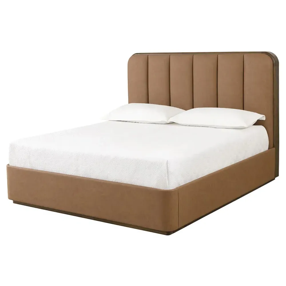 Bideford King Size Tufted Bed - Brown, Faux Leather image