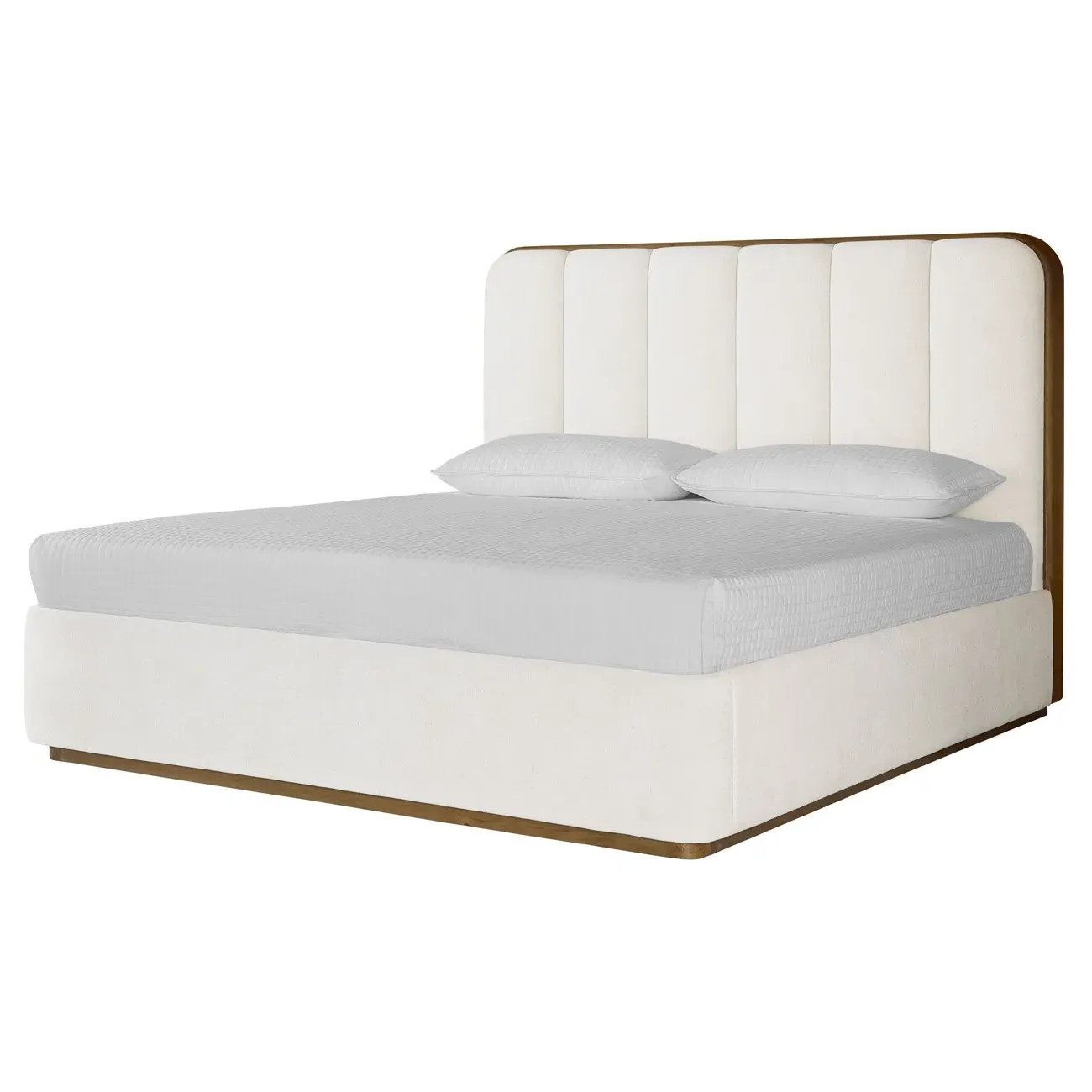 Bideford King Size Tufted Bed - White, Oak