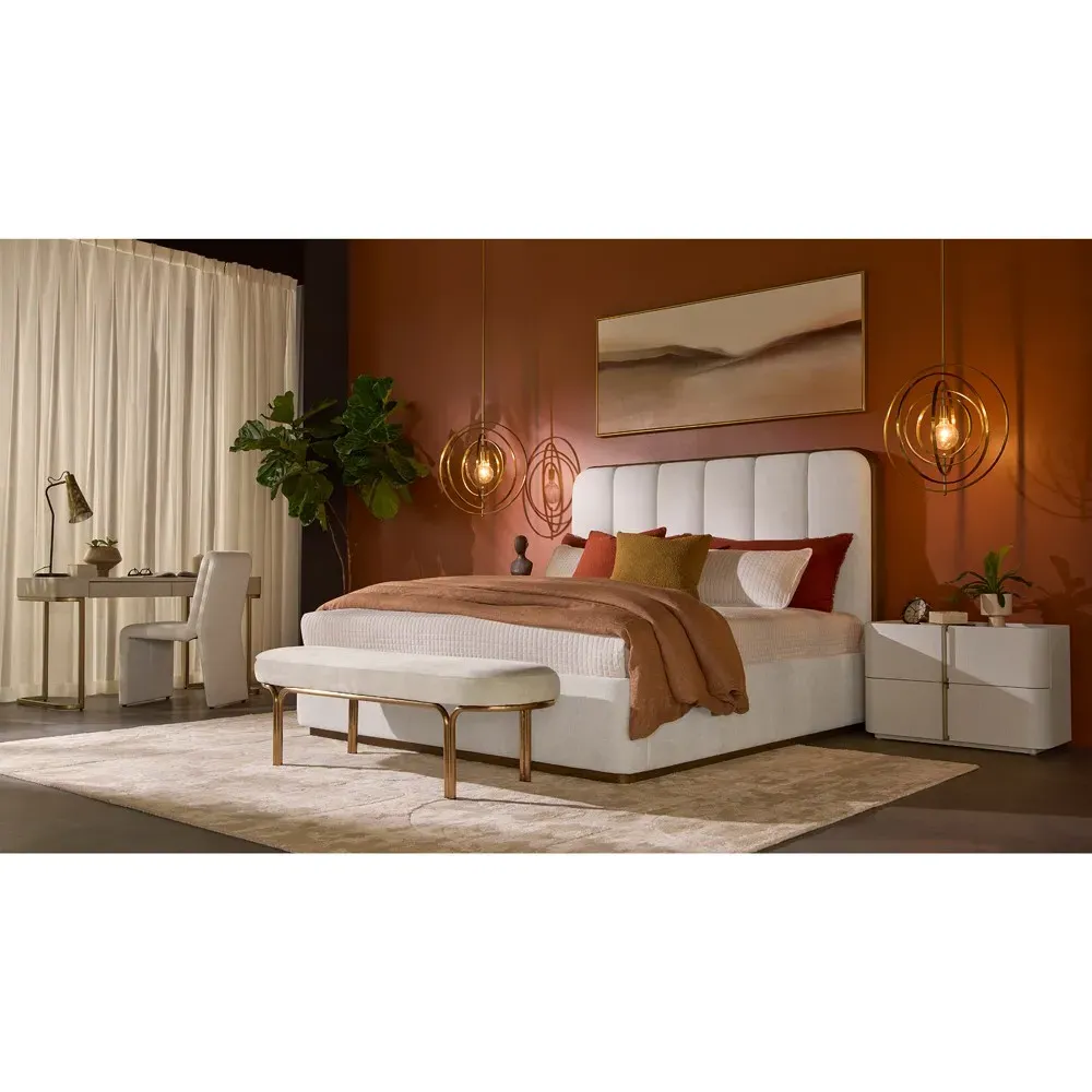 Bideford King Size Tufted Bed - White, Oak