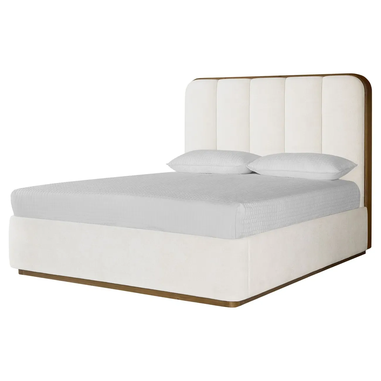 Bideford Queen Size Tufted Bed - White, Oak