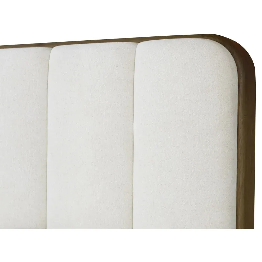 Bideford Queen Size Tufted Bed - White, Oak