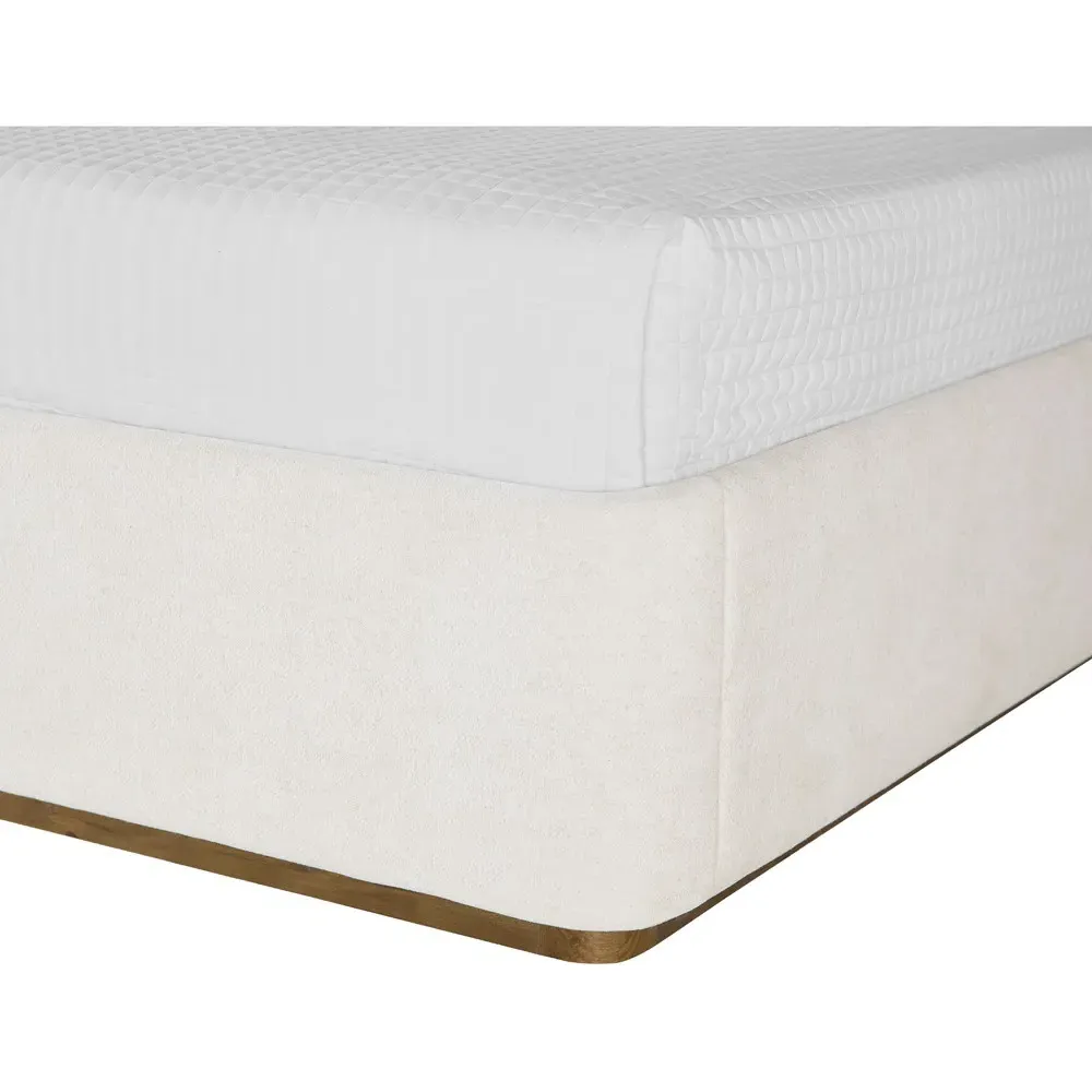 Bideford Queen Size Tufted Bed - White, Oak