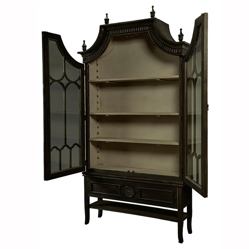 Bien Cathedral Arched Cabinet - Black, Pine Wood