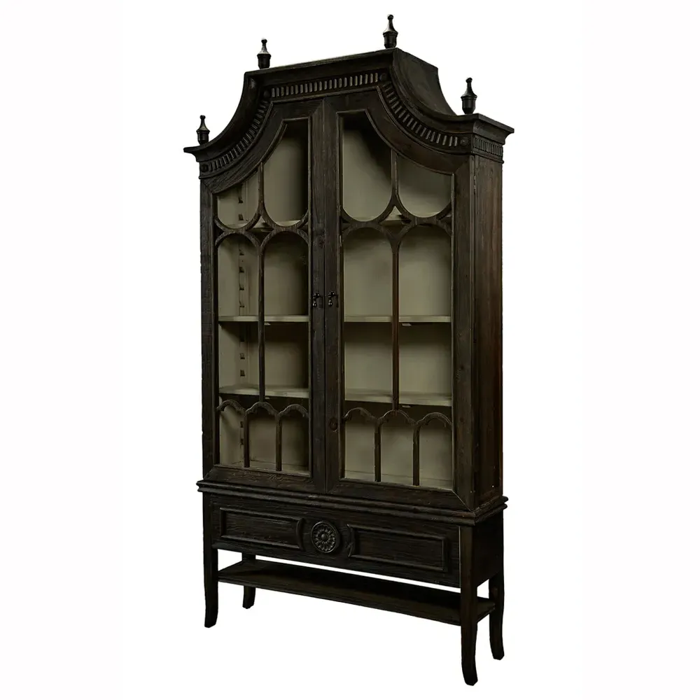 Bien Cathedral Arched Cabinet - Black, Pine Wood image