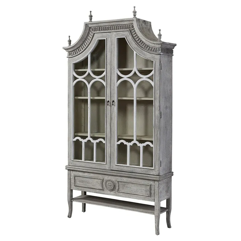 Bien Cathedral Arched Cabinet - Light Grey, Pine Wood